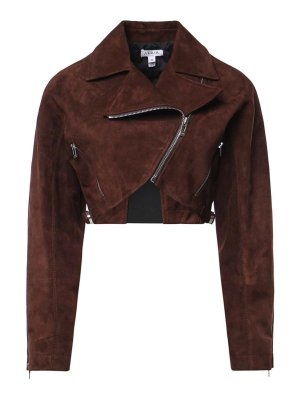 Alaïa: casual jackets - Cropped Suede Biker Jacket