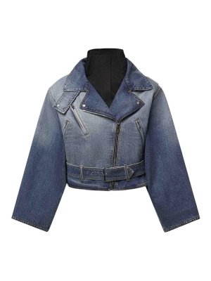 Alaïa: giacche denim - Giacca corta in denim Reverse