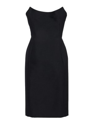 BALENCIAGA: knee length dresses - Wool Scuba Midi Bustier Dress