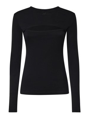 Courreges: t-shirt - T-shirt a maniche lunghe in cotone