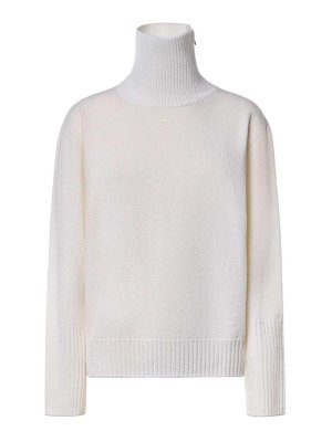 Courreges: Strickpullover mit Rundhalsausschnitt - Rundhalspullover - Weiß