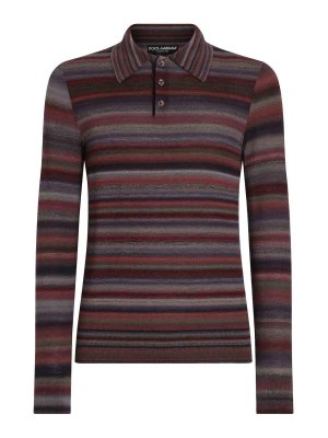 DOLCE & GABBANA: polo - Polo a righe in lana