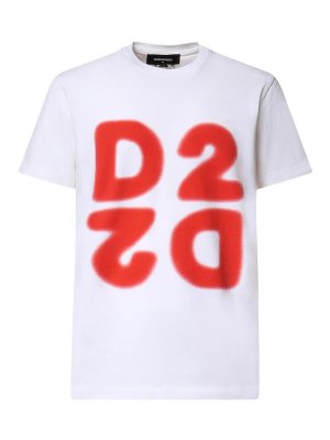 DSQUARED2: t-shirts - D2 Upside Down Cotton T-Shirt