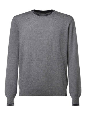 FAY: Strickpullover mit Rundhalsausschnitt - Rundhalspullover - Grau