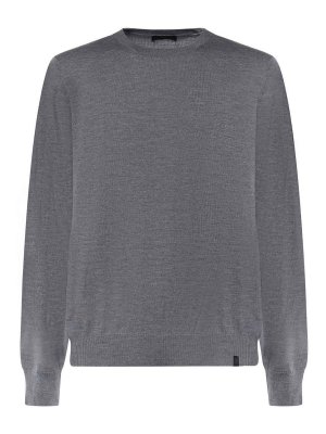 FAY: Strickpullover mit Rundhalsausschnitt - Rundhalspullover - Grau
