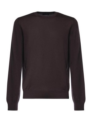 FAY: Strickpullover mit Rundhalsausschnitt - Rundhalspullover - Braun