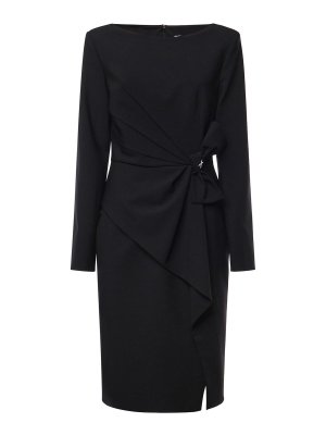 GENNY: knee length dresses - Wool Blend Midi Dress