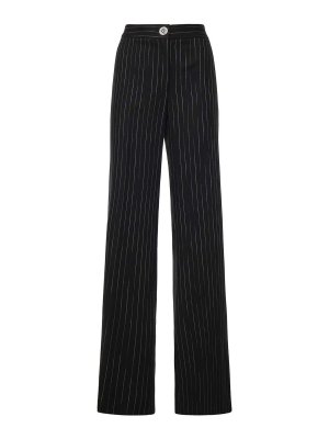 GENNY: casual trousers - Pinstriped Viscose Blend Trousers