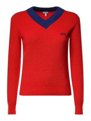LOEWE: Strickpullover mit Rundhalsausschnitt - Rundhalspullover - Rot