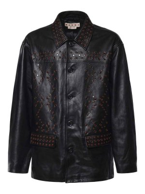 Marni: leather jacket - Studded Leather Jacket