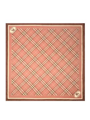 BURBERRY: scarves - Check Silk Scarf With Knight Print