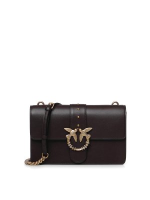 Pinko: cross body bags - Love Bag One Medium Leather Crossbody Bag