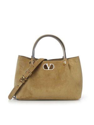 VALENTINO GARAVANI: totes bags - Vlogo Signature Suede Shopping Bag