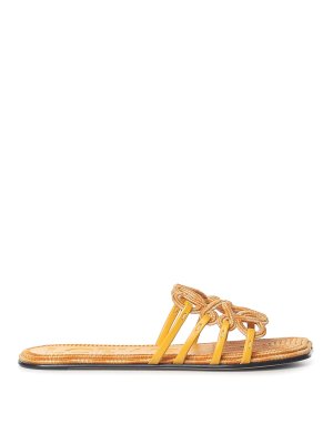 LOEWE: flip flops - Petal Anagram Embroidered Canvas Slides