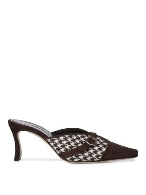 MANOLO BLAHNIK: sabot - Mules in pied de poule e camoscio
