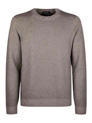 AROVESCIO: crew necks - Taupe Darkness Merino Crew-Neck Jumper