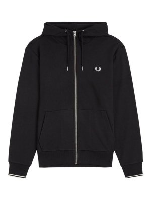 FRED PERRY: Sweatshirts & Sweaters - Black Cotton Hoodie