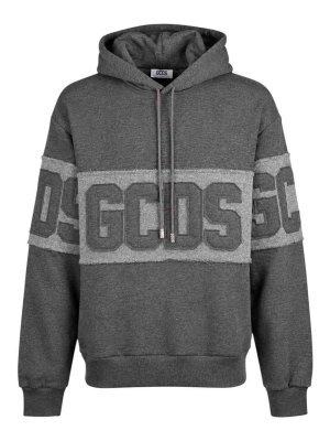 GCDS: Sweatshirts & Sweaters - Grey Raised Band Logo Hoodie