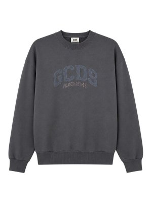 GCDS: Sweatshirts & Sweaters - Grey Logo Lounge Sweatshirt
