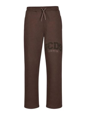 GCDS: tracksuit bottoms - Brown Logo Lounge Joggers