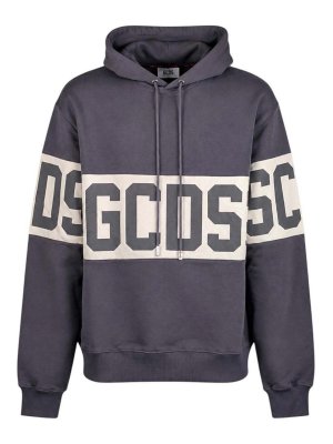 GCDS: Sweatshirts & Sweaters - Grey Band Logo Hoodie
