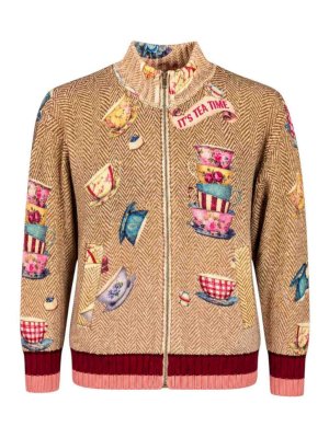 JEIS: casual jackets - Herringbone and Cup Print Jacket