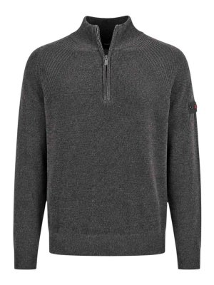 PEUTEREY: crew necks - Grey Crivelli Chenille Half-Zip Jumper