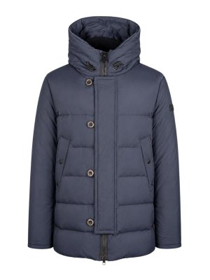 PEUTEREY: padded jackets - Blue Irregular-Quilt Puffer Jacket
