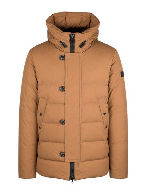 PEUTEREY: padded jackets - Brown Irregular-Quilt Puffer Jacket