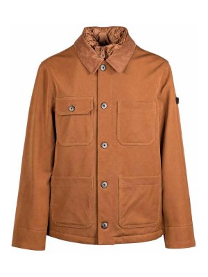 PEUTEREY: casual jackets - Brown Detachable-Bib Work Jacket