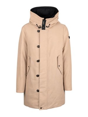 PEUTEREY: parkas - Beige Hooded Cotton-Blend Parka