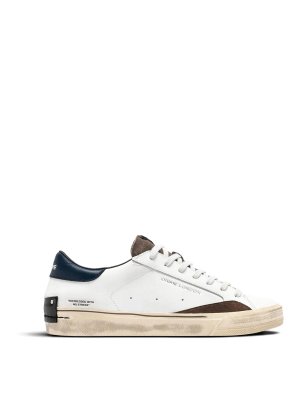 CRIME LONDON: trainers - White Distressed 2.0 Navy Oak Sneakers