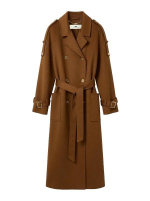 ELISABETTA FRANCHI: ロングコート - ロングコート - ブラウン