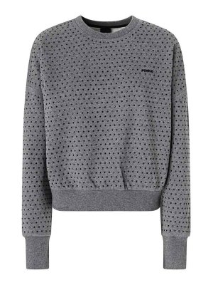 Pinko: Strickpullover mit Rundhalsausschnitt - Rundhalspullover - Grau