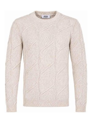 ALPHA STUDIO: Strickpullover mit Rundhalsausschnitt - Rundhalspullover - Creme