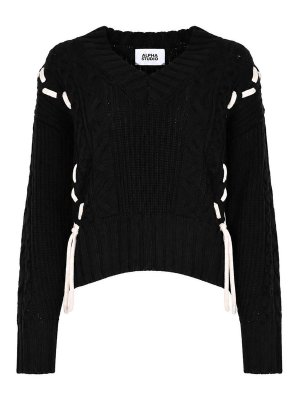 ALPHA STUDIO: Col en V - Pull À Col V - Noir