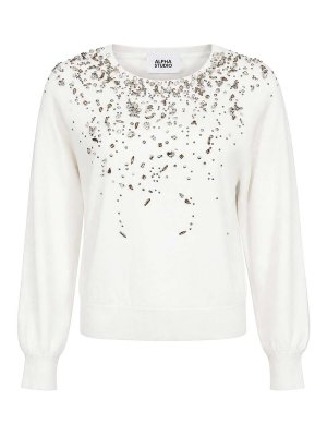 ALPHA STUDIO: Suéteres con cuello pico - Suéter Cuello Redondo - Blanco