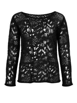 ALPHA STUDIO: Strickpullover mit Rundhalsausschnitt - Rundhalspullover - Schwarz