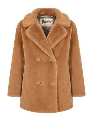HERNO: Fourrure - Manteau En Fourrure - Camel