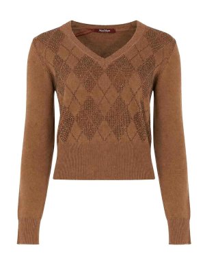 MAX MARA STUDIO: crew necks - Rhinestone Diamond Mesh Mstliuti