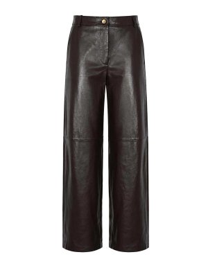 MAX MARA STUDIO: レザートラウザー - レザーパンツ - ブラウン