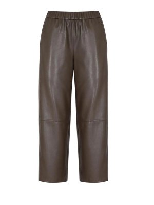 Max Mara: leather trousers - Mmlode Leather Effect Crop Straight Trousers