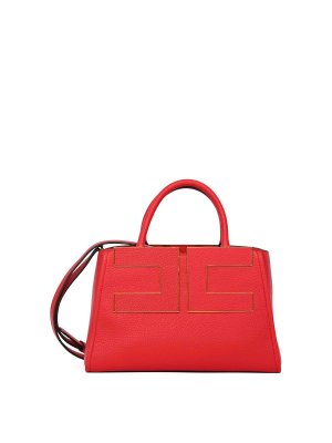 ELISABETTA FRANCHI: shopper - Borsa Tote Effetto Pelle Con Logo Red Passion