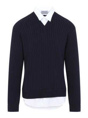 BALENCIAGA: Strickpullover mit Rundhalsausschnitt - Rundhalspullover - Weiß