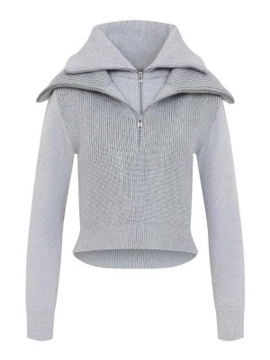 BALENCIAGA: Strickpullover mit Rundhalsausschnitt - Rundhalspullover - Grau