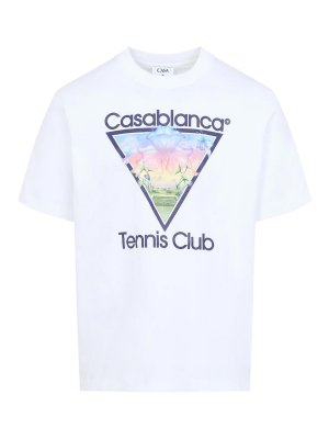 CASABLANCA: t-shirts - Tennis Club Icon Printed Classic T-Shirt