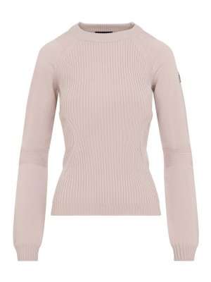 MONCLER: Strickpullover mit Rundhalsausschnitt - Rundhalspullover - Hellrosa