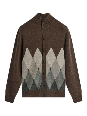 BALLANTYNE: cardigans - Cashmere Argyle High-Neck Cardigan