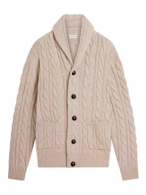 BALLANTYNE: cardigans - Pearl Grey Cable-Knit Cardigan