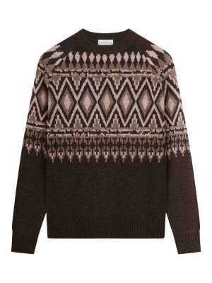 BALLANTYNE: crew necks - Wool-Blend Geometric Intarsia Jumper